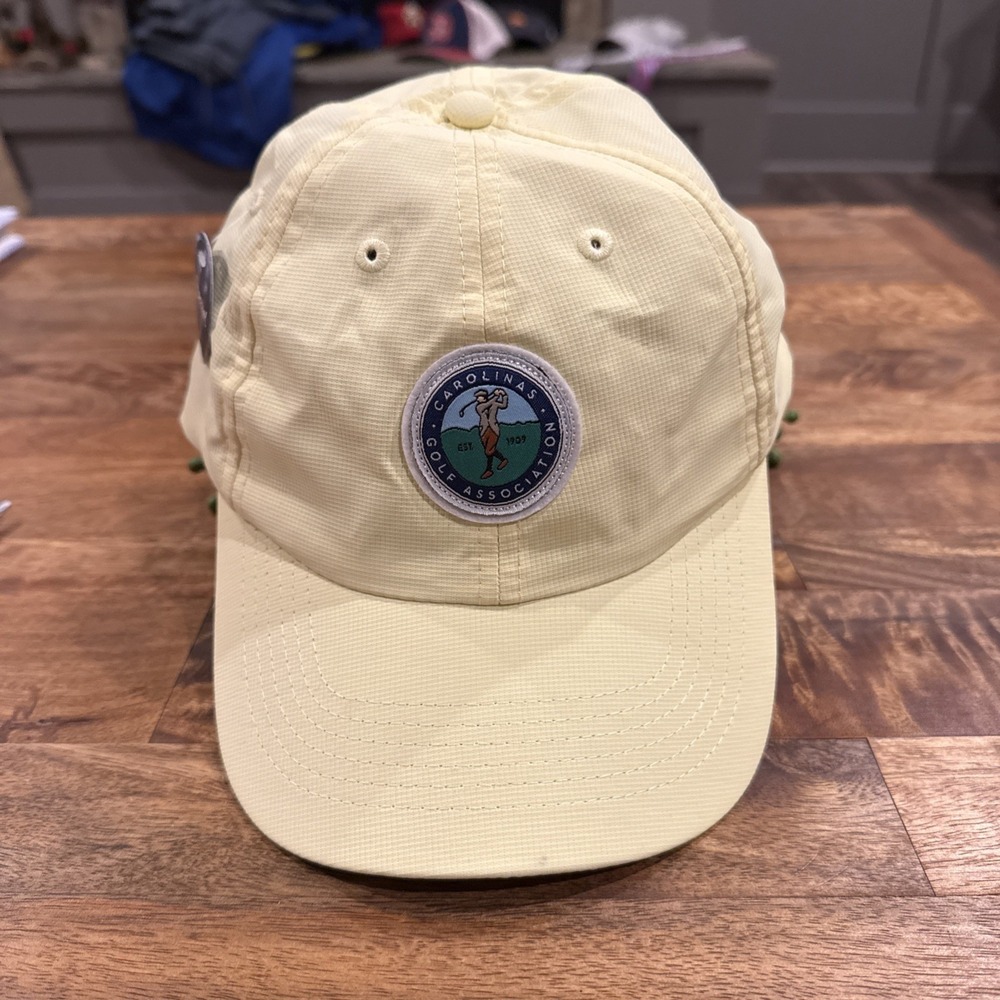 Imperial Golf Hat Yellow Carolinas Golf Association Hook Loop Strap Casual Adj